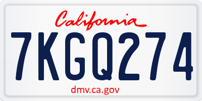 CA license plate 7KGQ274