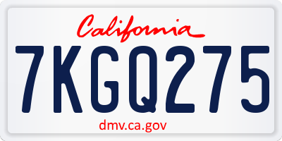 CA license plate 7KGQ275