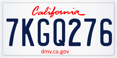 CA license plate 7KGQ276