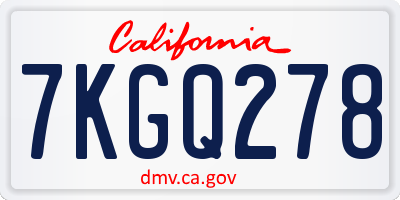 CA license plate 7KGQ278