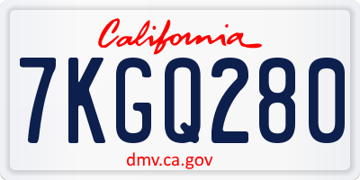 CA license plate 7KGQ280
