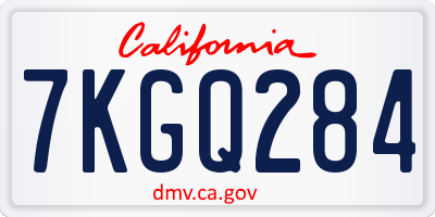 CA license plate 7KGQ284