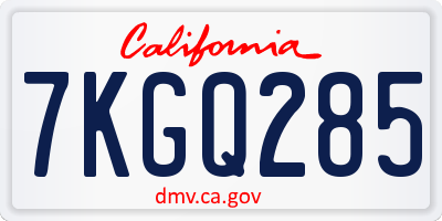 CA license plate 7KGQ285