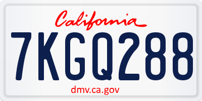 CA license plate 7KGQ288