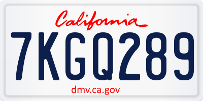 CA license plate 7KGQ289