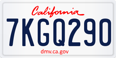 CA license plate 7KGQ290