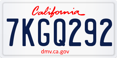 CA license plate 7KGQ292