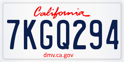 CA license plate 7KGQ294