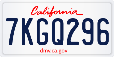 CA license plate 7KGQ296