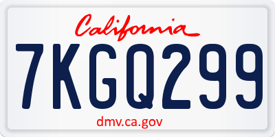 CA license plate 7KGQ299