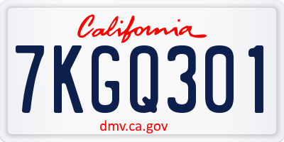 CA license plate 7KGQ301
