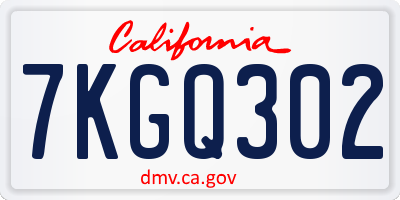 CA license plate 7KGQ302