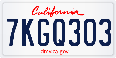 CA license plate 7KGQ303