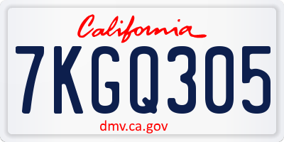 CA license plate 7KGQ305