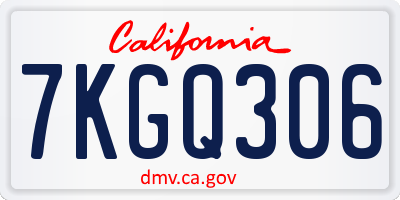 CA license plate 7KGQ306