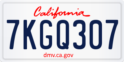 CA license plate 7KGQ307