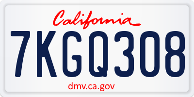 CA license plate 7KGQ308