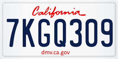 CA license plate 7KGQ309