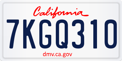 CA license plate 7KGQ310