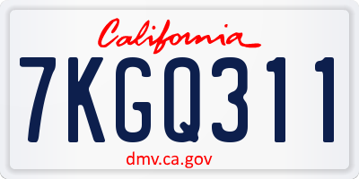 CA license plate 7KGQ311