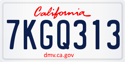 CA license plate 7KGQ313
