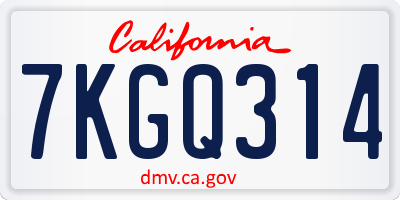 CA license plate 7KGQ314