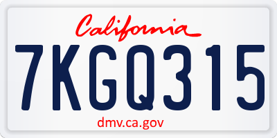 CA license plate 7KGQ315