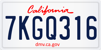 CA license plate 7KGQ316