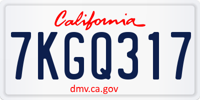 CA license plate 7KGQ317