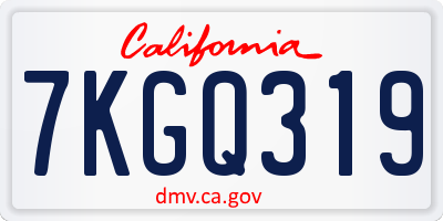 CA license plate 7KGQ319