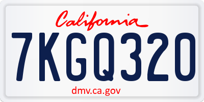 CA license plate 7KGQ320