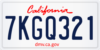 CA license plate 7KGQ321