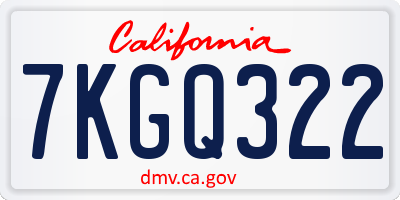 CA license plate 7KGQ322