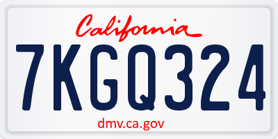 CA license plate 7KGQ324