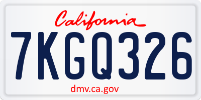 CA license plate 7KGQ326