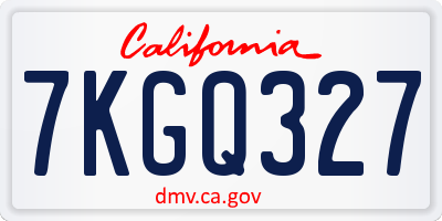 CA license plate 7KGQ327