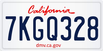 CA license plate 7KGQ328