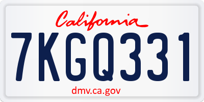 CA license plate 7KGQ331