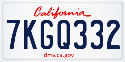 CA license plate 7KGQ332