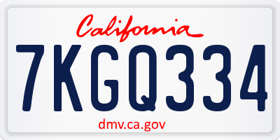 CA license plate 7KGQ334