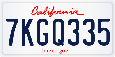 CA license plate 7KGQ335