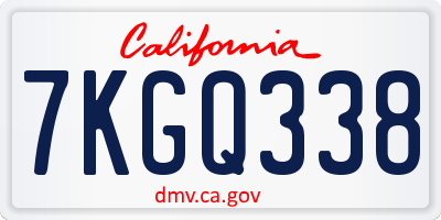 CA license plate 7KGQ338