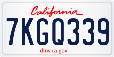 CA license plate 7KGQ339