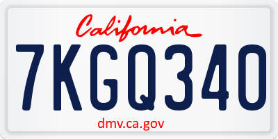 CA license plate 7KGQ340