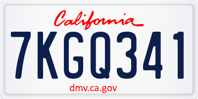 CA license plate 7KGQ341