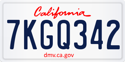 CA license plate 7KGQ342