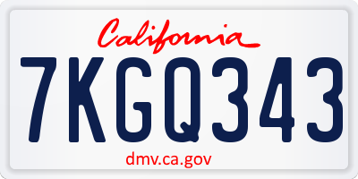 CA license plate 7KGQ343