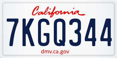 CA license plate 7KGQ344