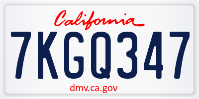 CA license plate 7KGQ347