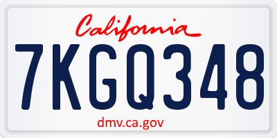 CA license plate 7KGQ348